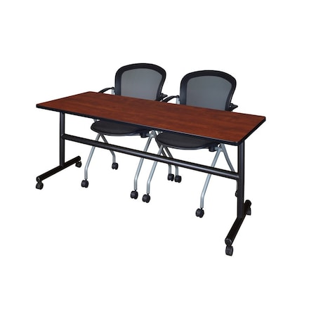 Kobe Rectangle FlipTop Table, 72" W, 29" H, Laminate Top, Cherry MKFT7230CH23BK